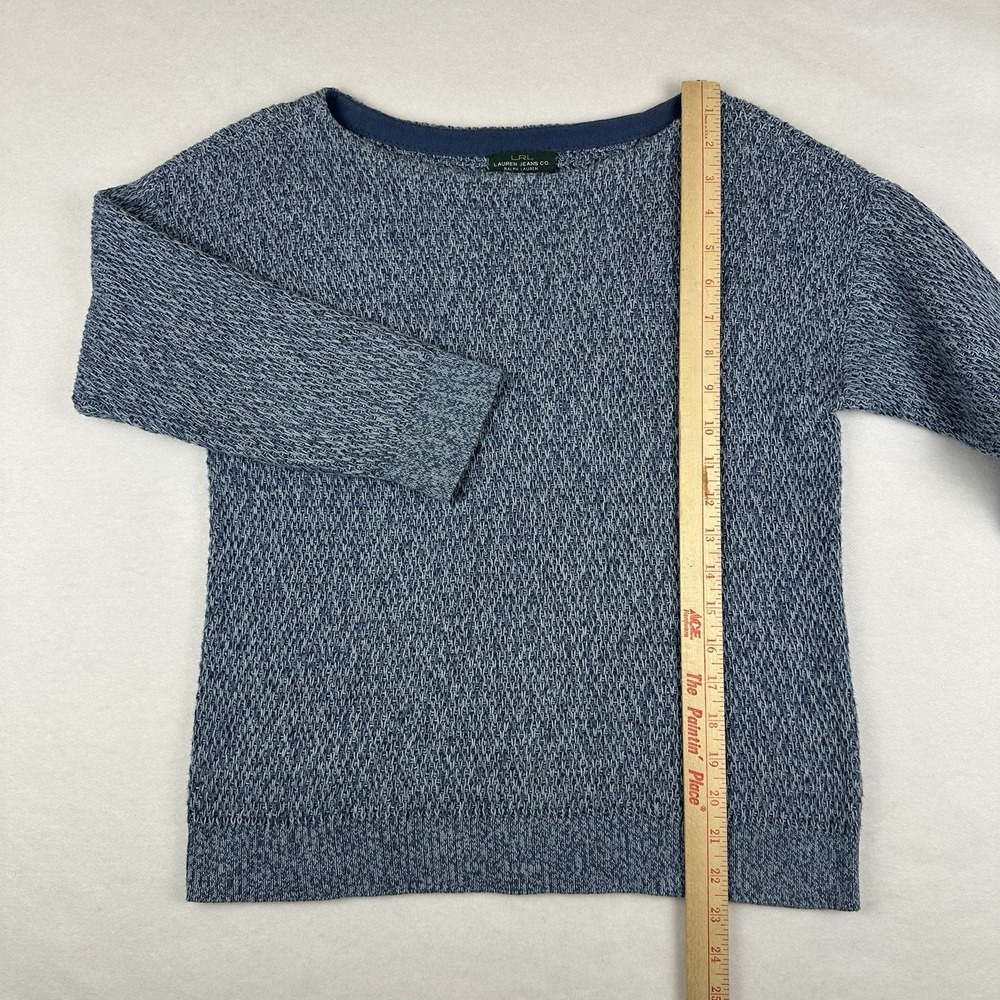 LRL LAUREN JEANS Co Ralph Lauren Blue White Scoop Neck Knit Sweater Size M - Picture 8 of 8